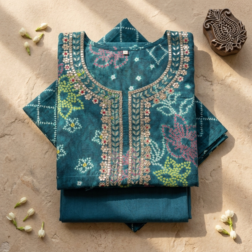Deep Blue Muslin Party Wear