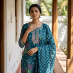 Deep Blue Muslin Party Wear