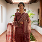 Maroon Elegant Cotton Set with Dupatta