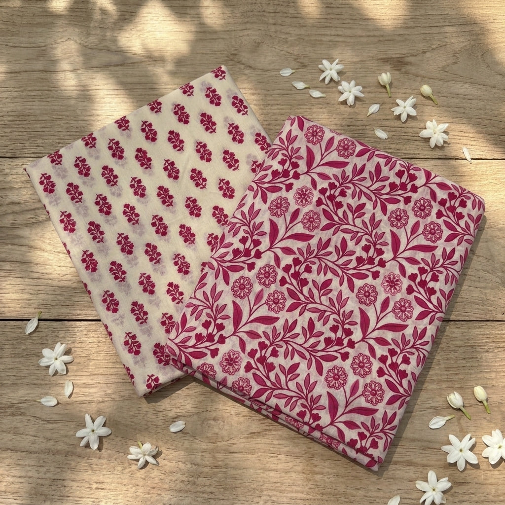 Pink and White Floral Cotton Cord Set