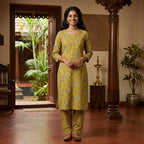 Yellow Floral Cord Set