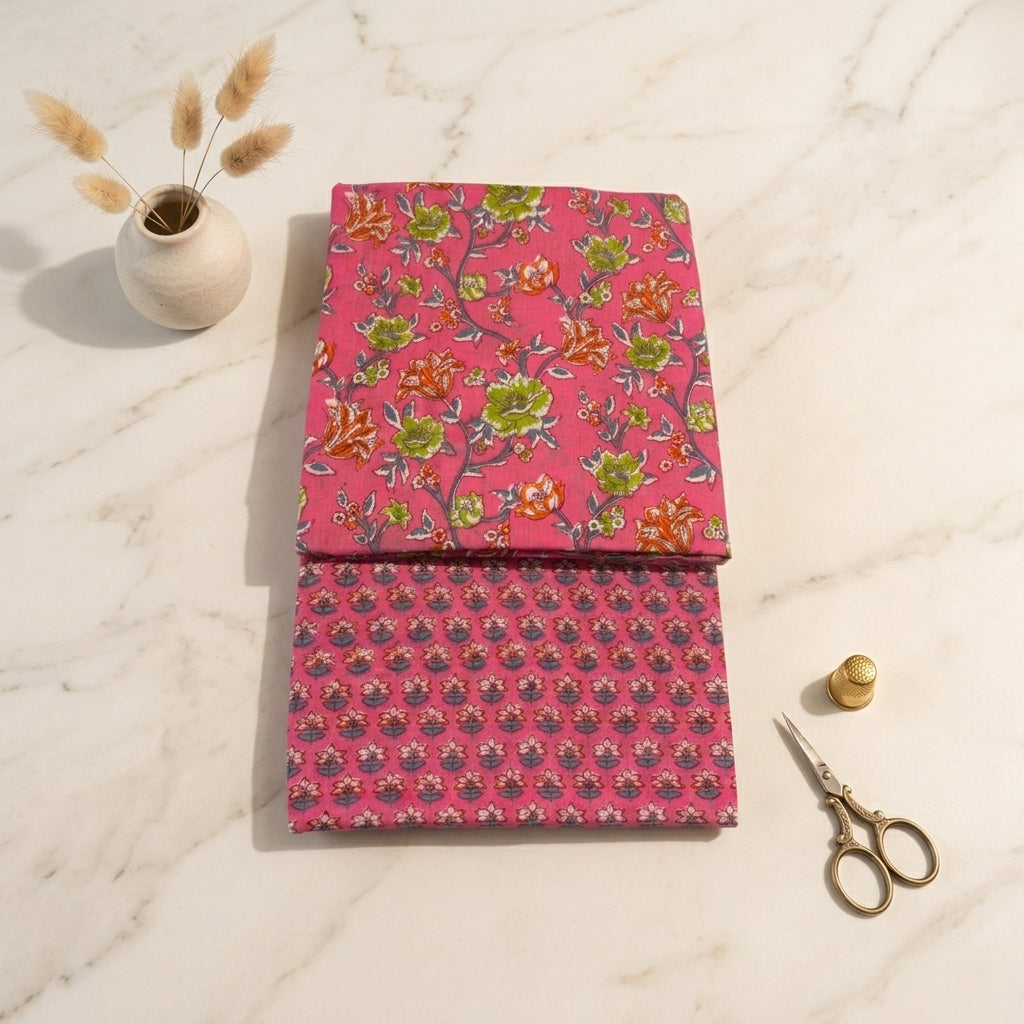 Pink Floral Cotton Cord Set