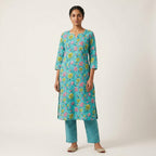 Aqua Blue Floral Cotton Cord Set
