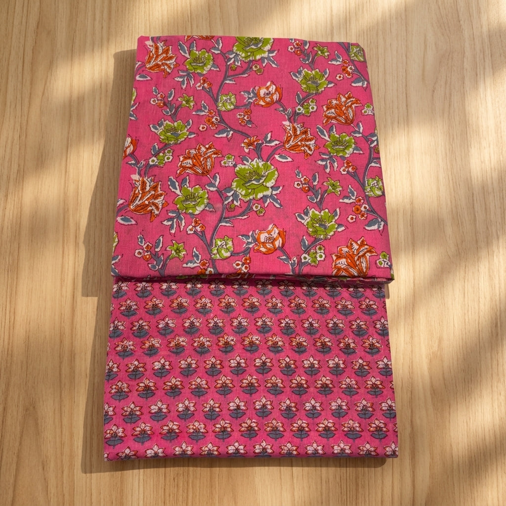 Pink Floral Cotton Cord Set