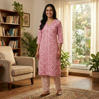 Pink and White Floral Cotton Cord Set