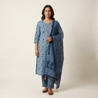 Indigo Blue Floral Cotton Set
