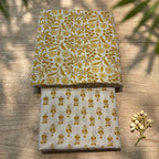 Yellow Floral Cotton Cord Set Material