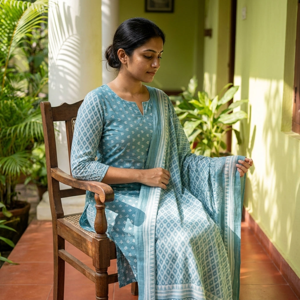 Ice Blue Cotton Set