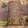 Mehendi Green Cotton Set With Neck Pattern
