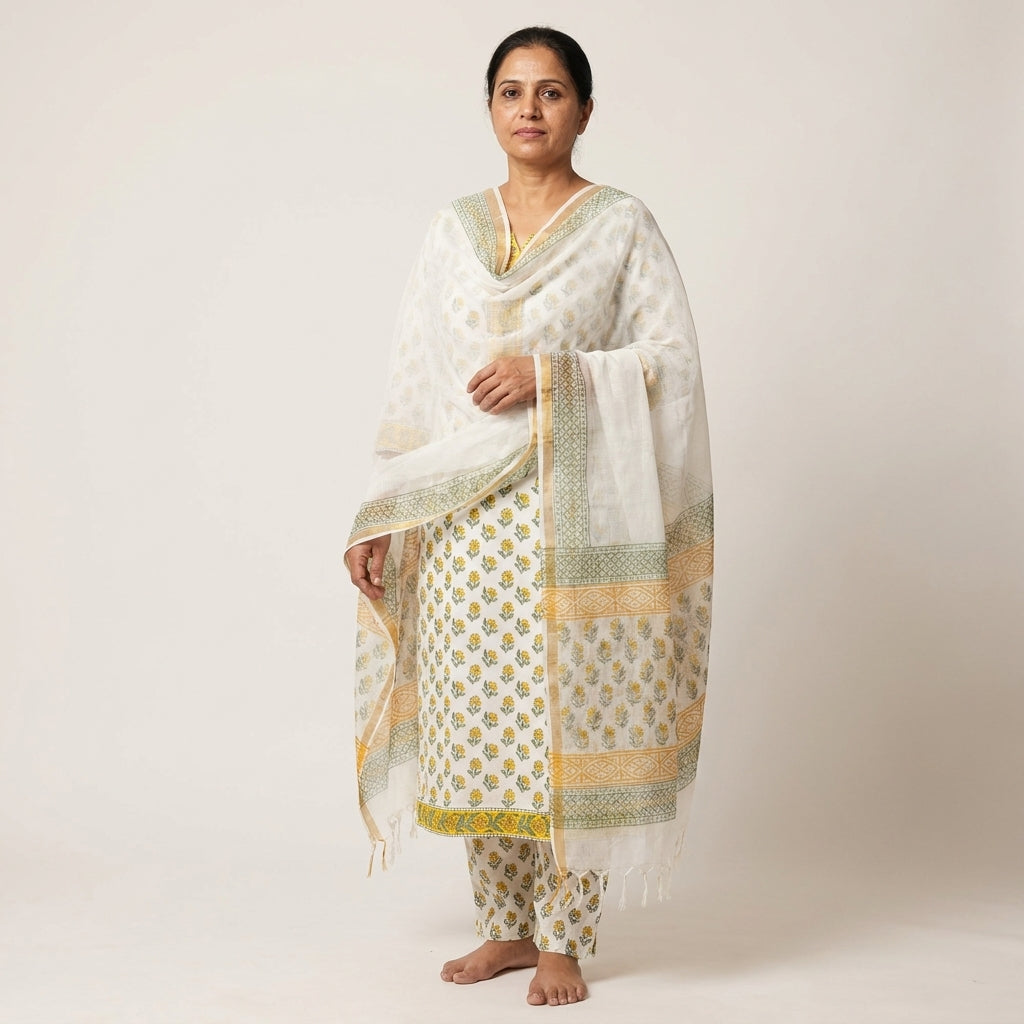 Kota Doria Dupatta Cotton Set
