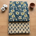 Blue and Cream Floral Cotton Cord Set