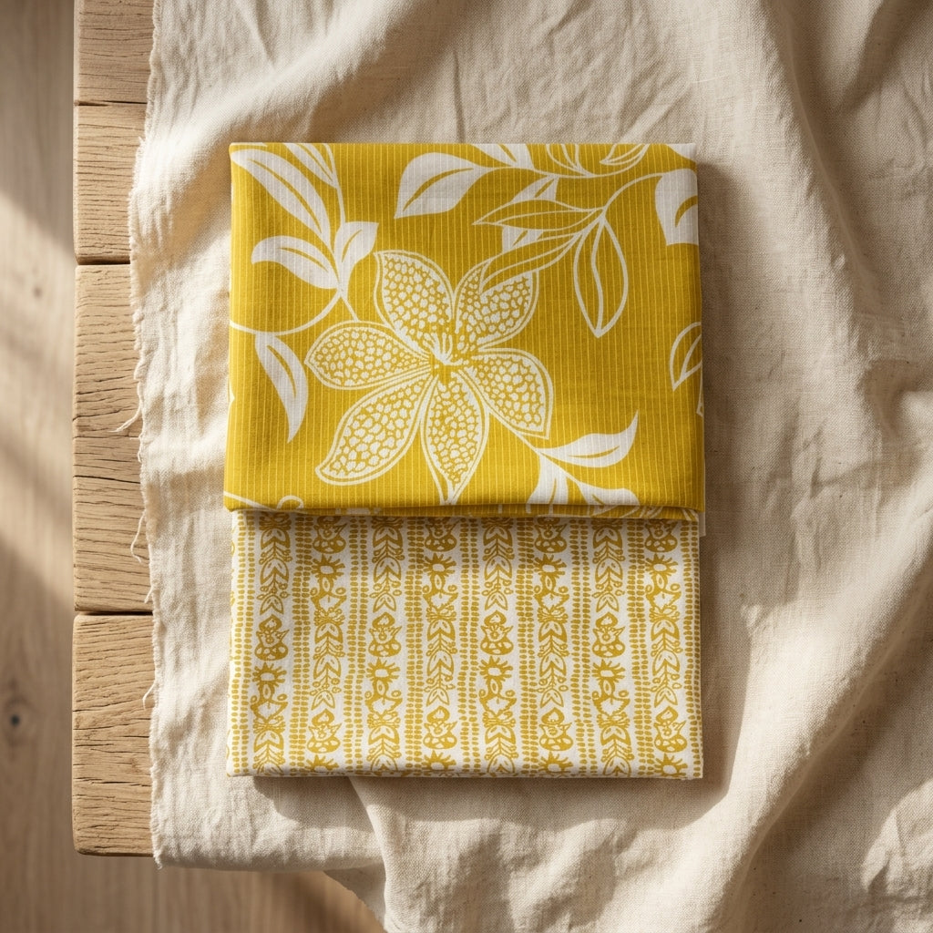 Mustard Yellow Cotton Cord Set Floral