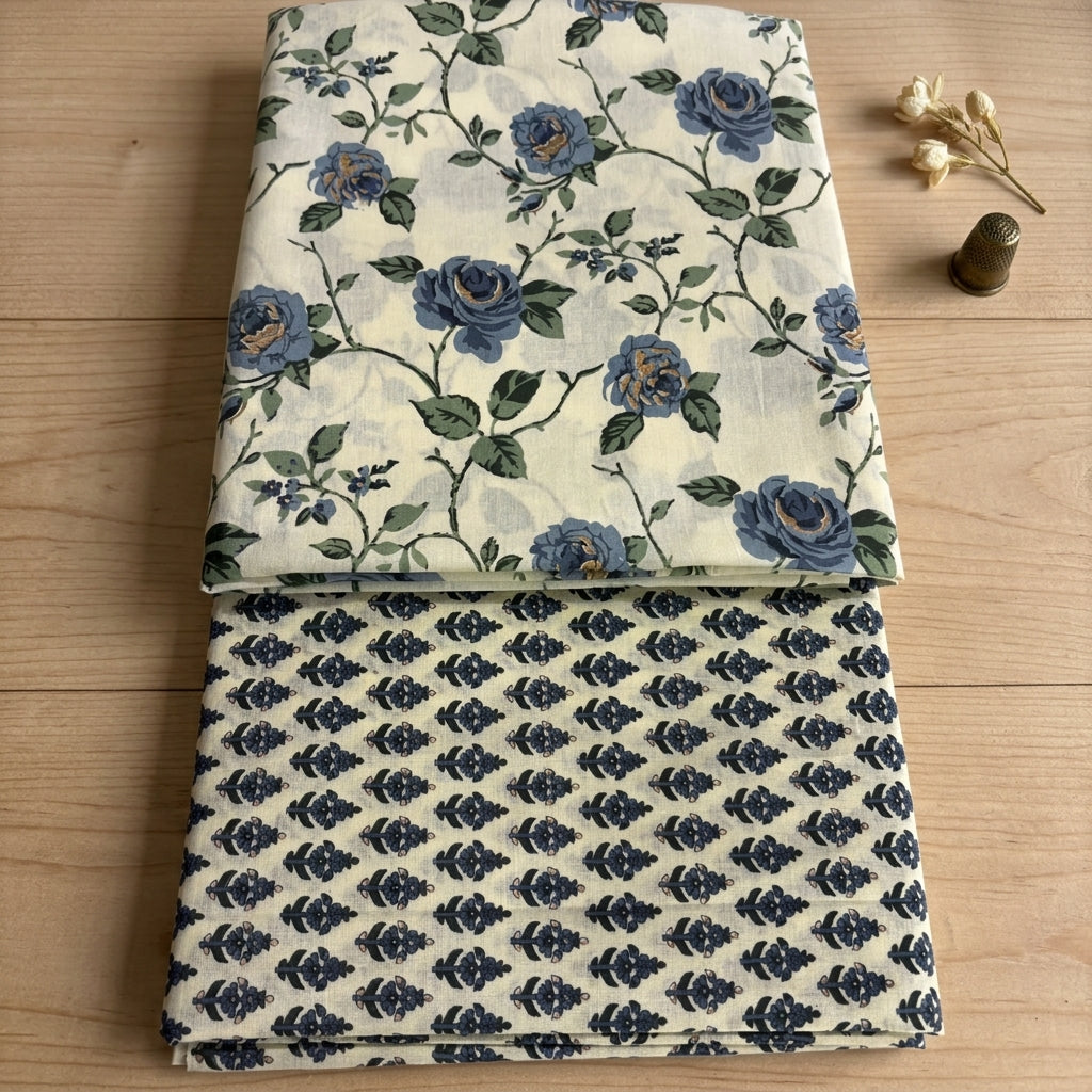 Bluish Ash Floral Cotton Cord Set
