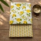 Yellow and Cream Floral Cotton Cord Set