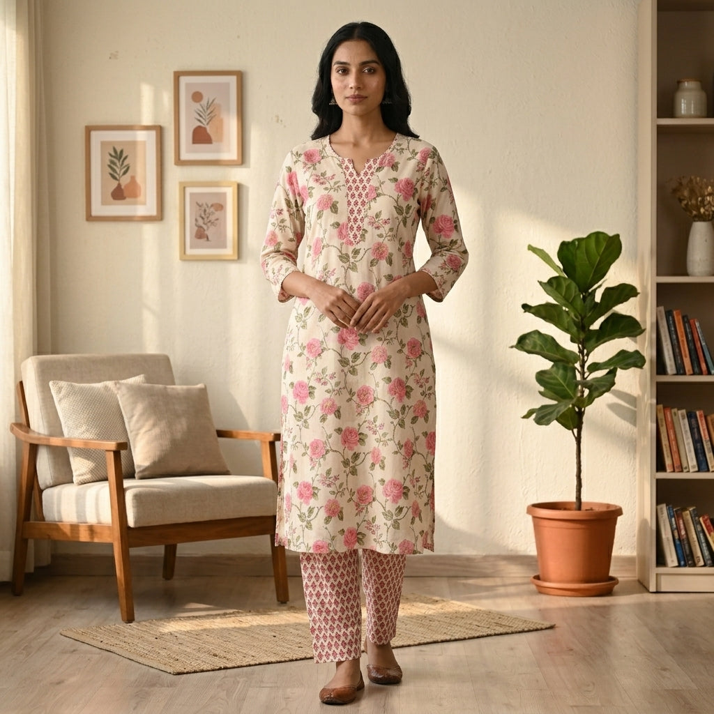 Rose Cotton Cord Set Material