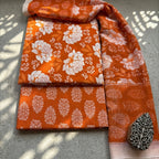 Orange Cotton Dupatta Set