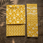Yellow Floral Cotton Dupatta Set