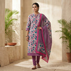 Pink And Purple With Dupatta Cotton Set