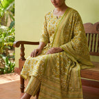Lime Green Cotton Dupatta Set