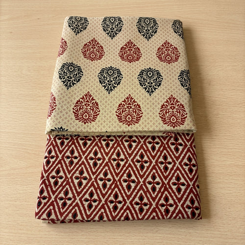 Beige And Maroon Cotton Cord Set