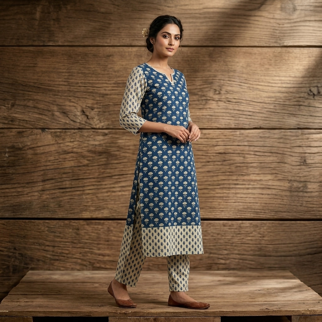 Indigo Blue Cord Set Cotton
