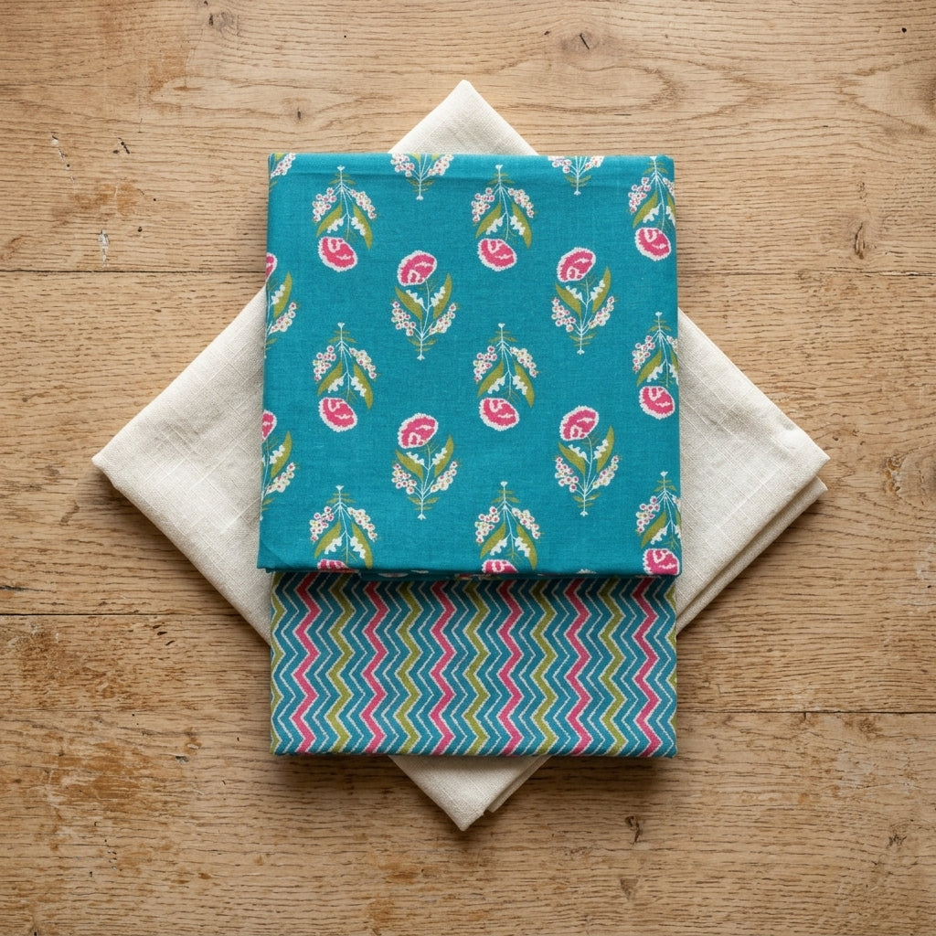 Blue Floral Cord Set Cotton
