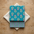 Blue Floral Cord Set Cotton
