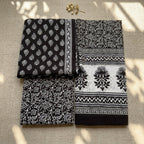 Black and White Premium Cotton Dupatta Set