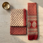 Sandal And Maroon Premium Cotton Dupatta Set