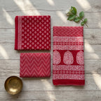 Red Premium Cotton Dupatta Set
