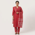 Red Premium Cotton Dupatta Set