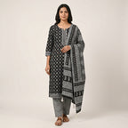 Black Premium Cotton Set with Neck pattern