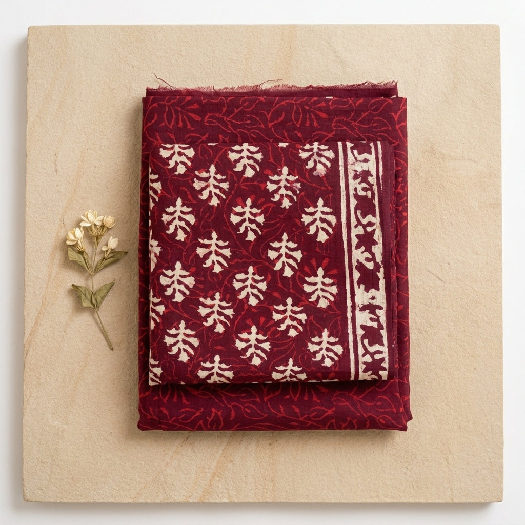 Maroon Cotton Set Napthol Print with Dupatta