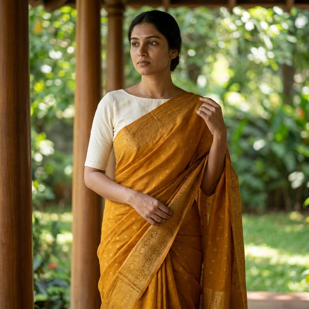 Semi Silk Saree Mustard Yellow