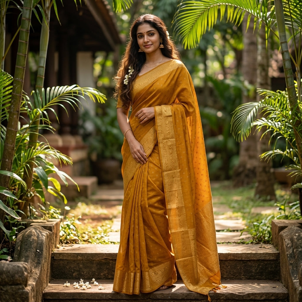 Semi Silk Saree Mustard Yellow