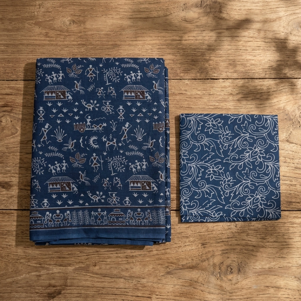 Indigo Blue Pure Cotton Saree