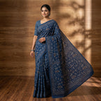 Indigo Blue Pure Cotton Saree