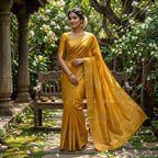 Mustard Yellow Organic Silk Saree