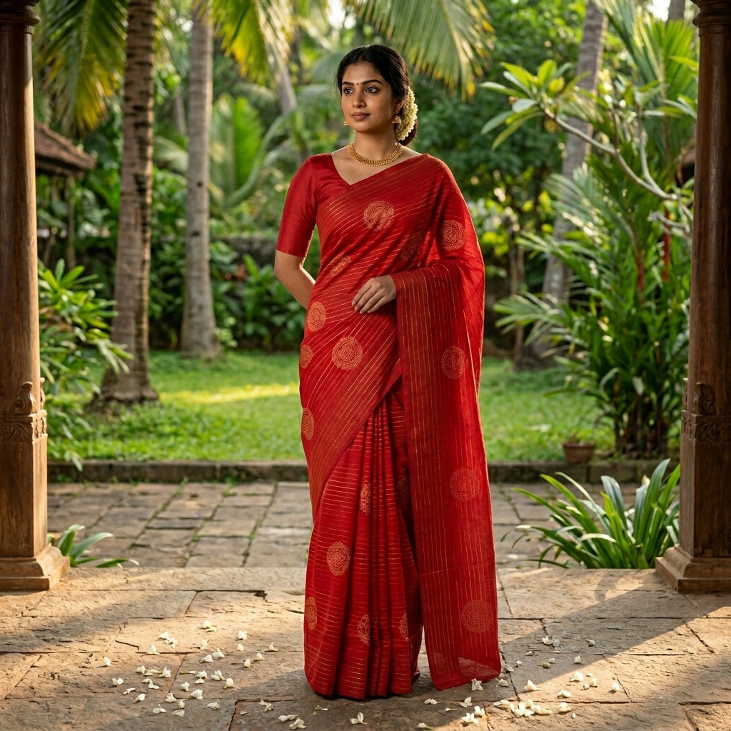 Red Organic Silk Saree