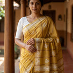 Elegant Yellow Cotton Silk Saree