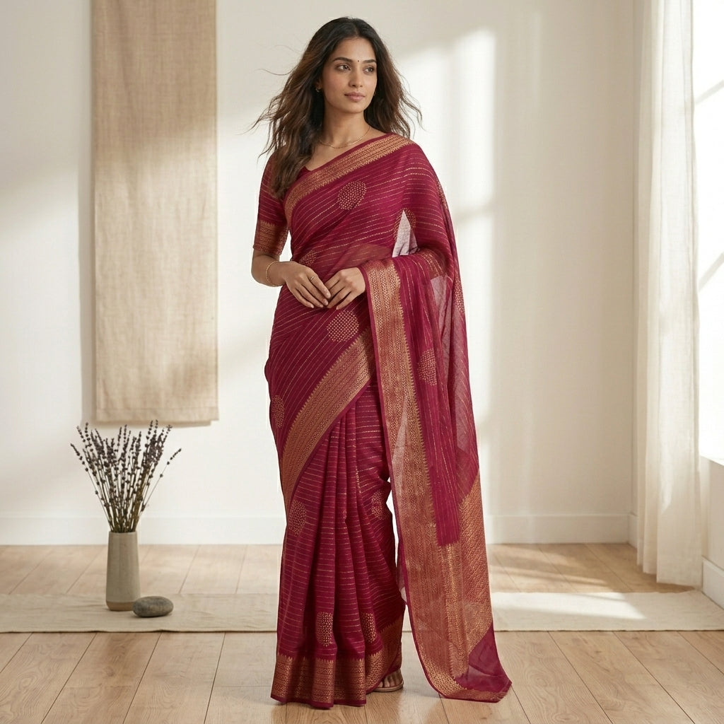 Magenta Organic Silk Saree