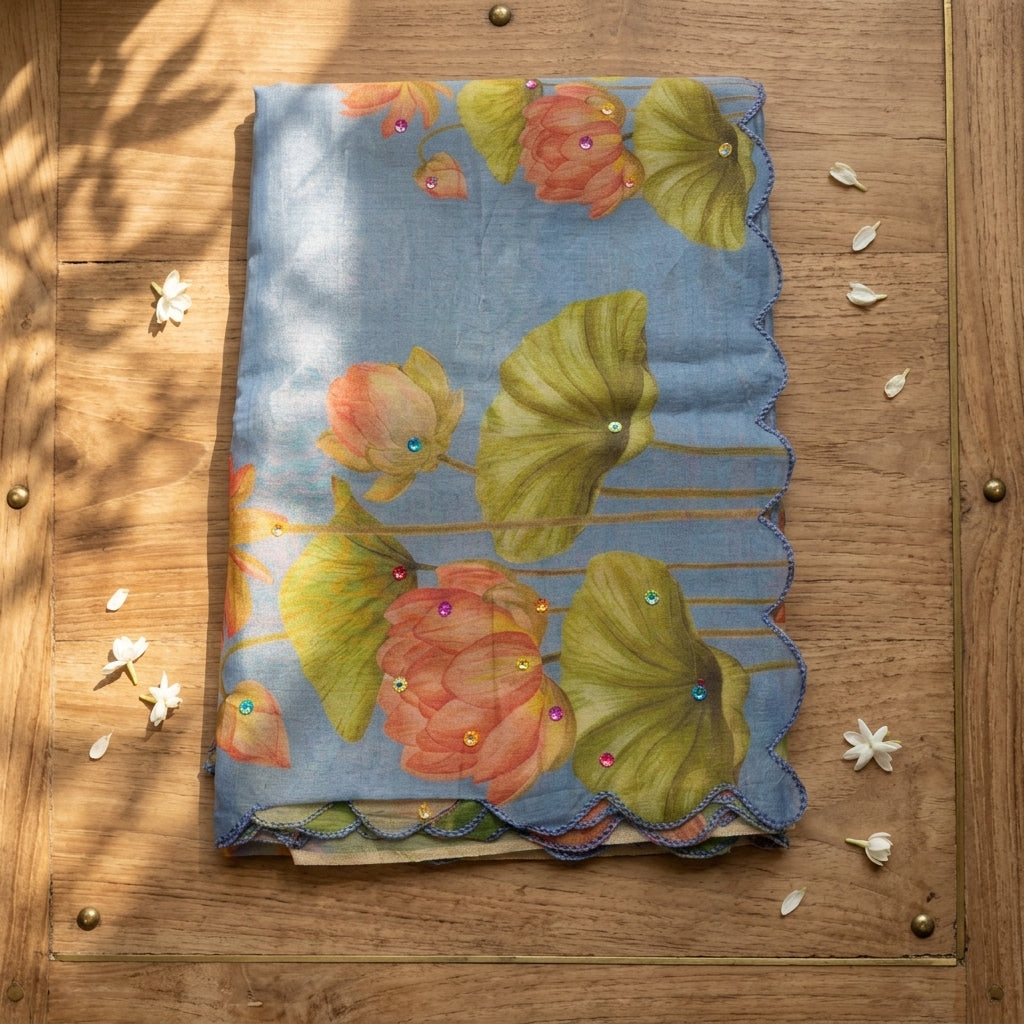 Soft Organza Saree Ice Blue