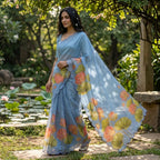 Soft Organza Saree Ice Blue