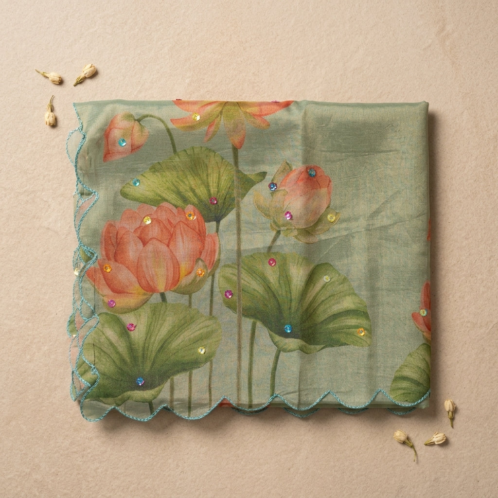 Soft Organza Saree Pastel Green