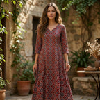 Ajrakh Print Premium Cotton Top Only Material