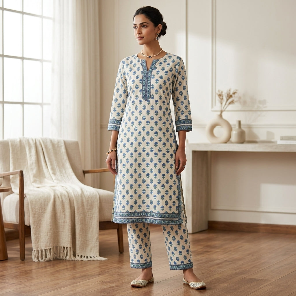 Blue Rose Cotton Cord Set