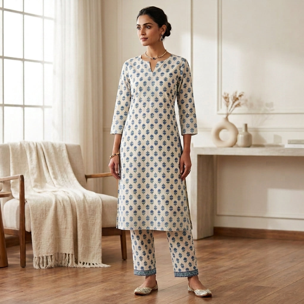 Blue Rose Cotton Cord Set
