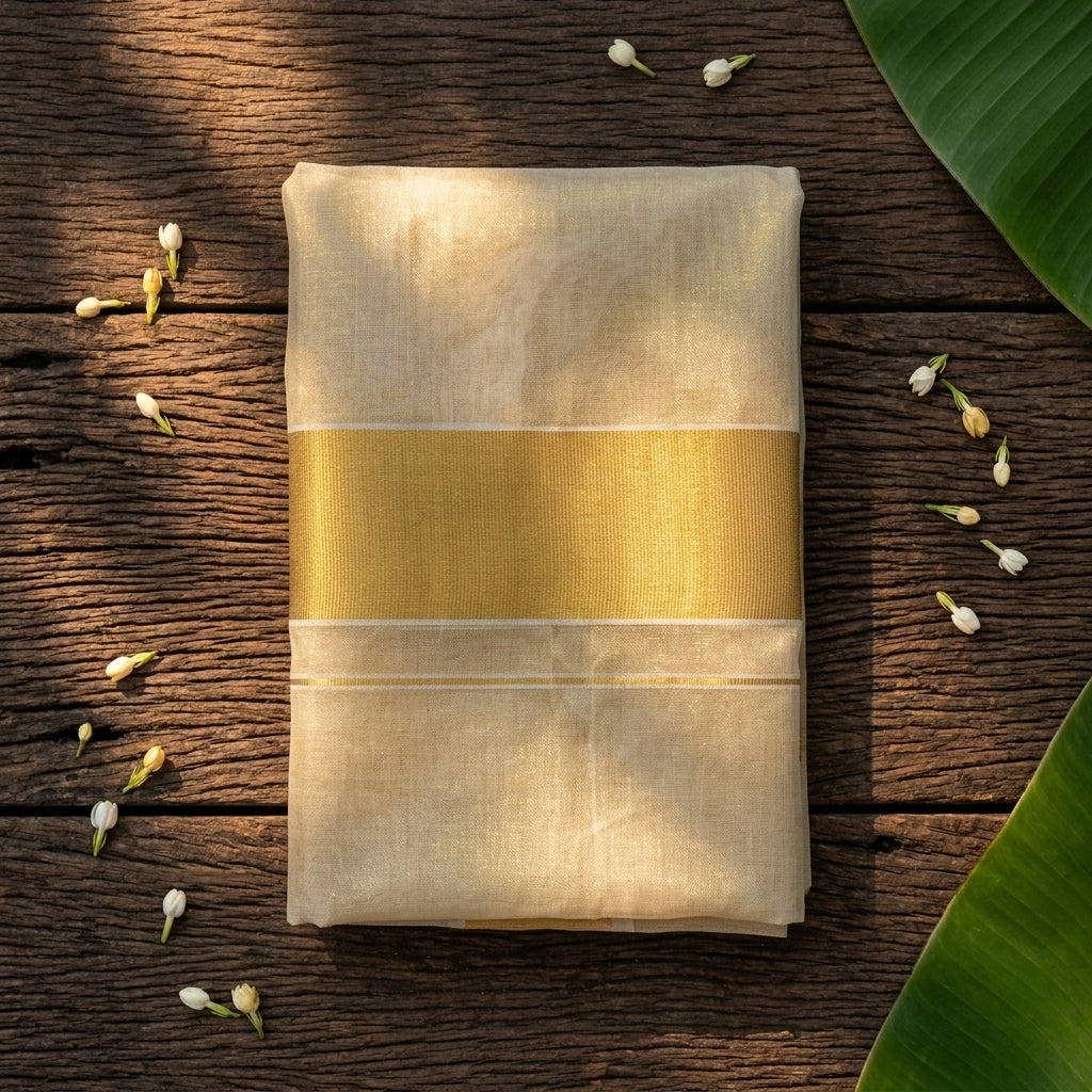 Kerala Kasavu Saree Cotton Tissue