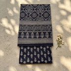 Black Ajrakh Cotton Cord Set Material