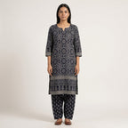 Black Ajrakh Cotton Cord Set Material